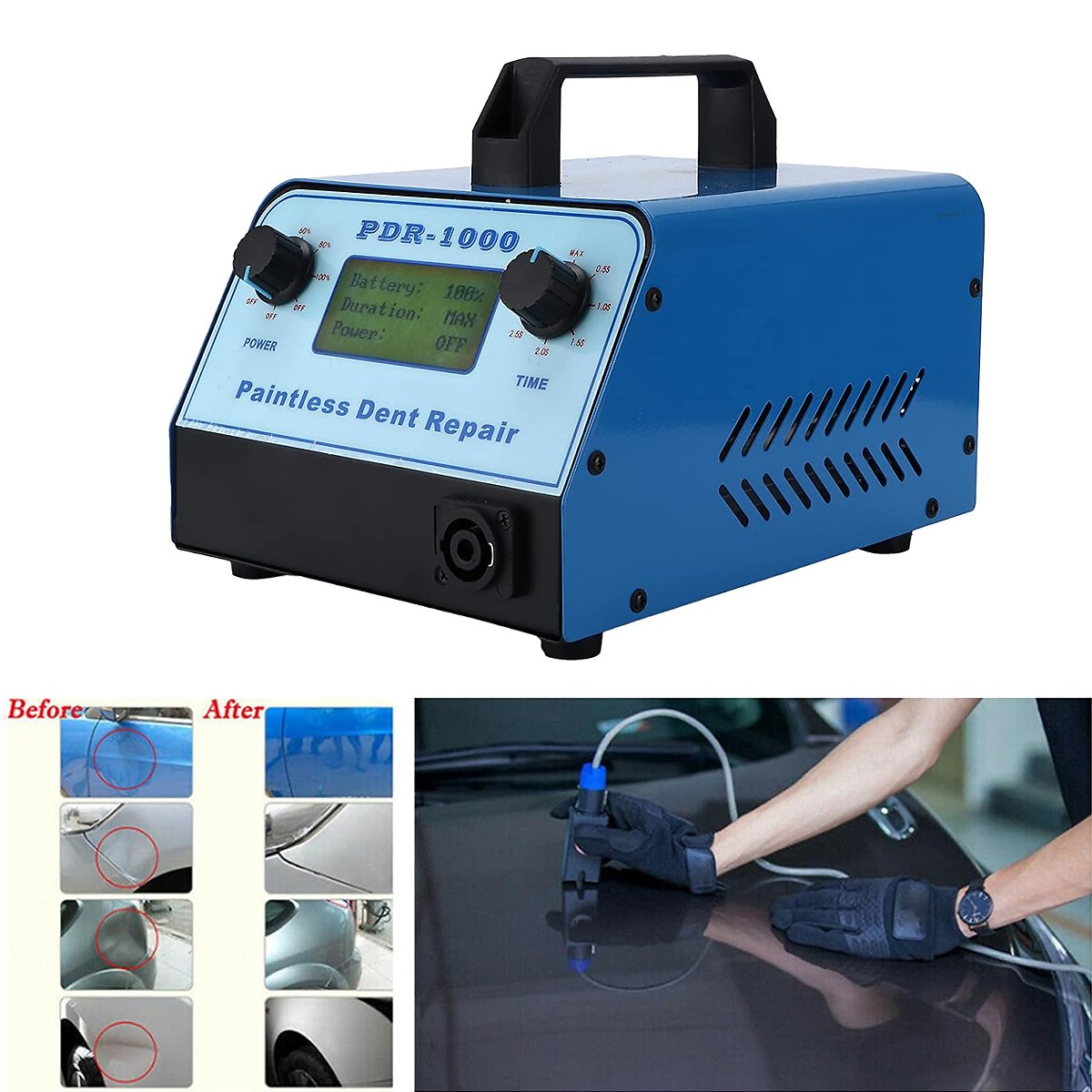 1000W Electric Car Dent Puller Kit Paintless Steel Induction Heater Hot Box Rated 220V for Minor Dents & Hail Damage Removal